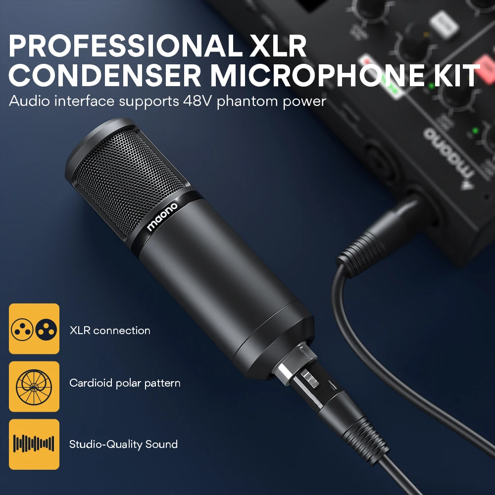 Профессиональная звуковая карта MAONOCASTER am100k1studio запись с настольным микрофоном XLR все-в-одном Podcast производственный студийный комплект