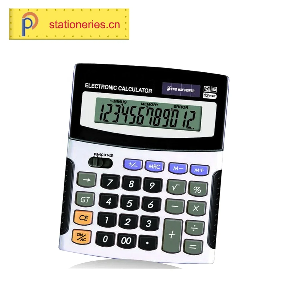 
Пластиковый настольный электронный калькулятор с печатным логотипом dual power 