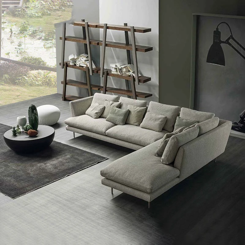 
Угловой серый тканевый диван L-образной формы для гостиной, левый или правый шезлонг 