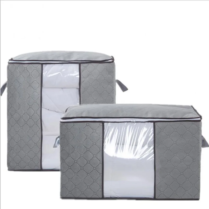 Нетканая Хлопковая сумка для хранения одеял, прозрачная корзина для хранения одеял и одежды, коробка для хранения гардероба