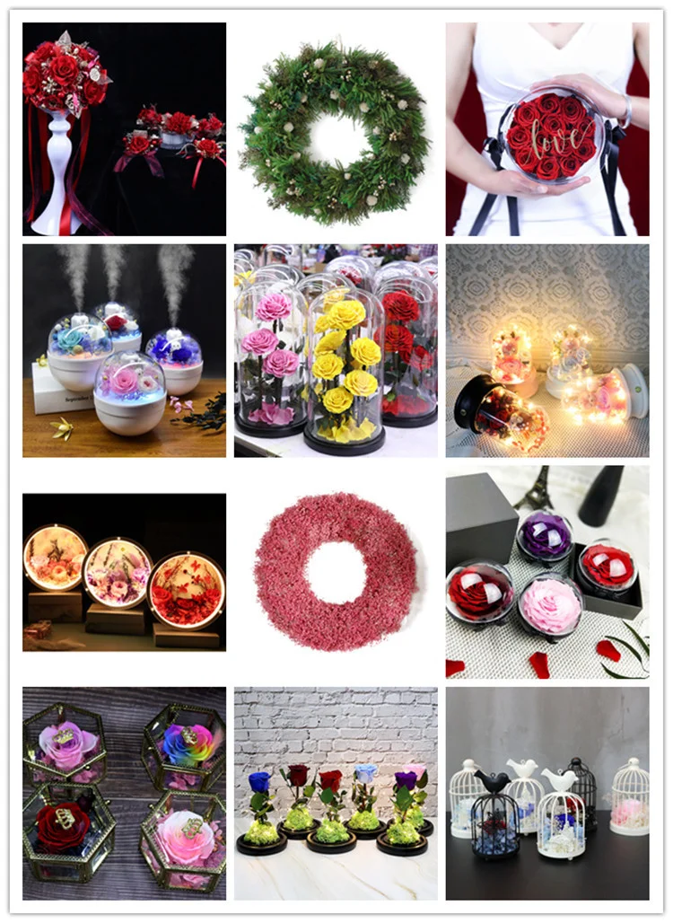 Wholesale Mothers Day Valentine Day Wedding Best Wishes Luxury Gift Musical Rose Bear Eternal Roses In Pvc Acrylic Jewelry Box