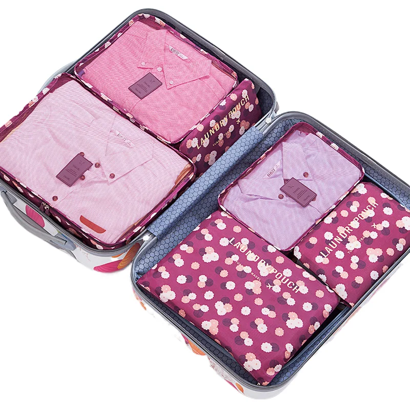 Дорожные сумки в Корейском стиле комплект из 6 водонепроницаемых органайзеров для одежды и нижнего белья чемодан на
