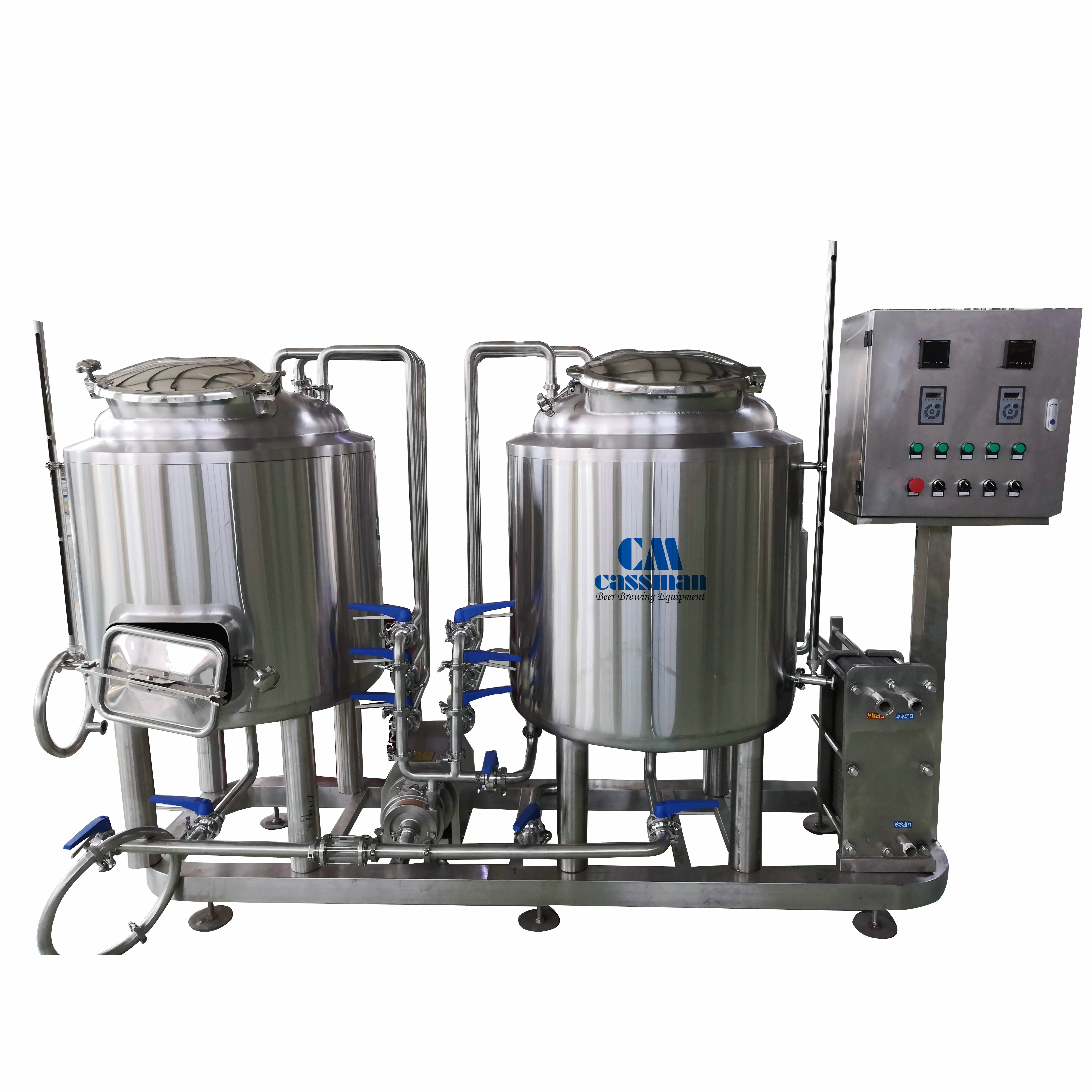 
Пивоваренная система объемом 100 литра с сосудами для брожения и сервировочными резервуарами 