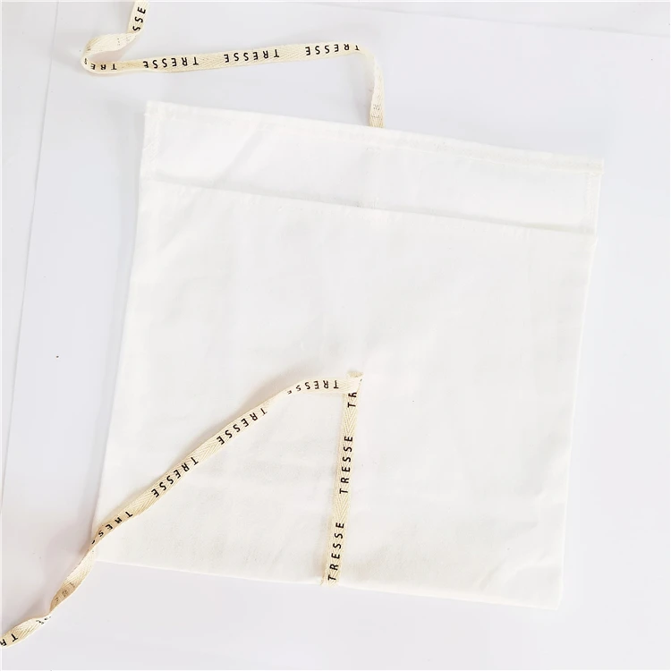 Costom Logo Printing White Envelope Cotton Canvas Clothes Pillow Pouch Bag With Cotton Bow Envelope Dust Pouch