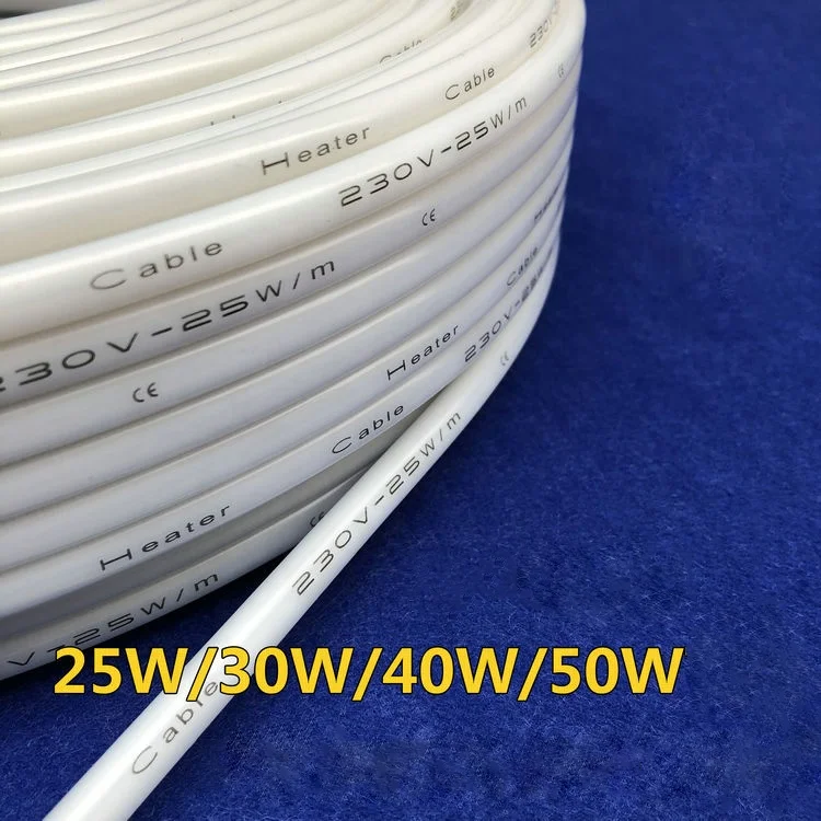 230 В, 40 Вт/м, силиконовый эластомерный изолированный параллельный кабель с постоянной мощностью, нагревательный белый провод для заморозки дверей