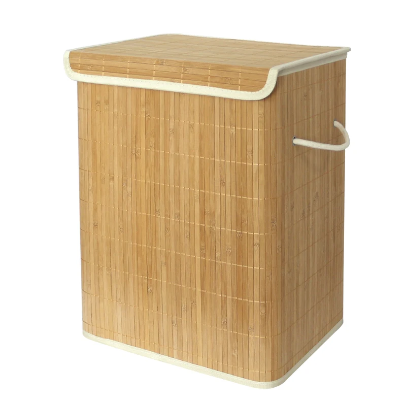 
 Домашняя Складная бамбуковая корзина для белья с крышкой и хлопковой подкладкой  