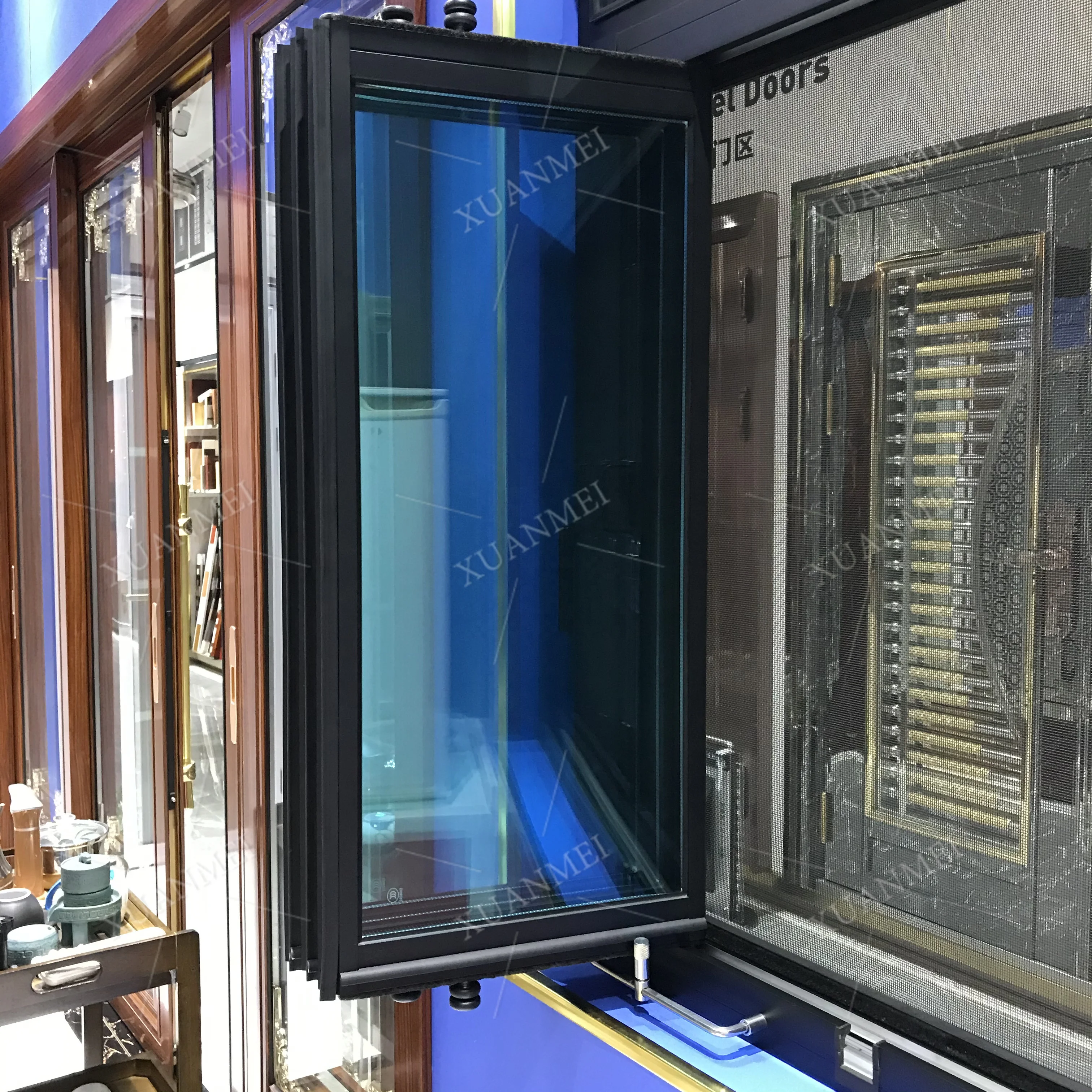 Производитель окон Foshan, стеклянные окна с защитой от пули, современные алюминиевые стеклянные окна