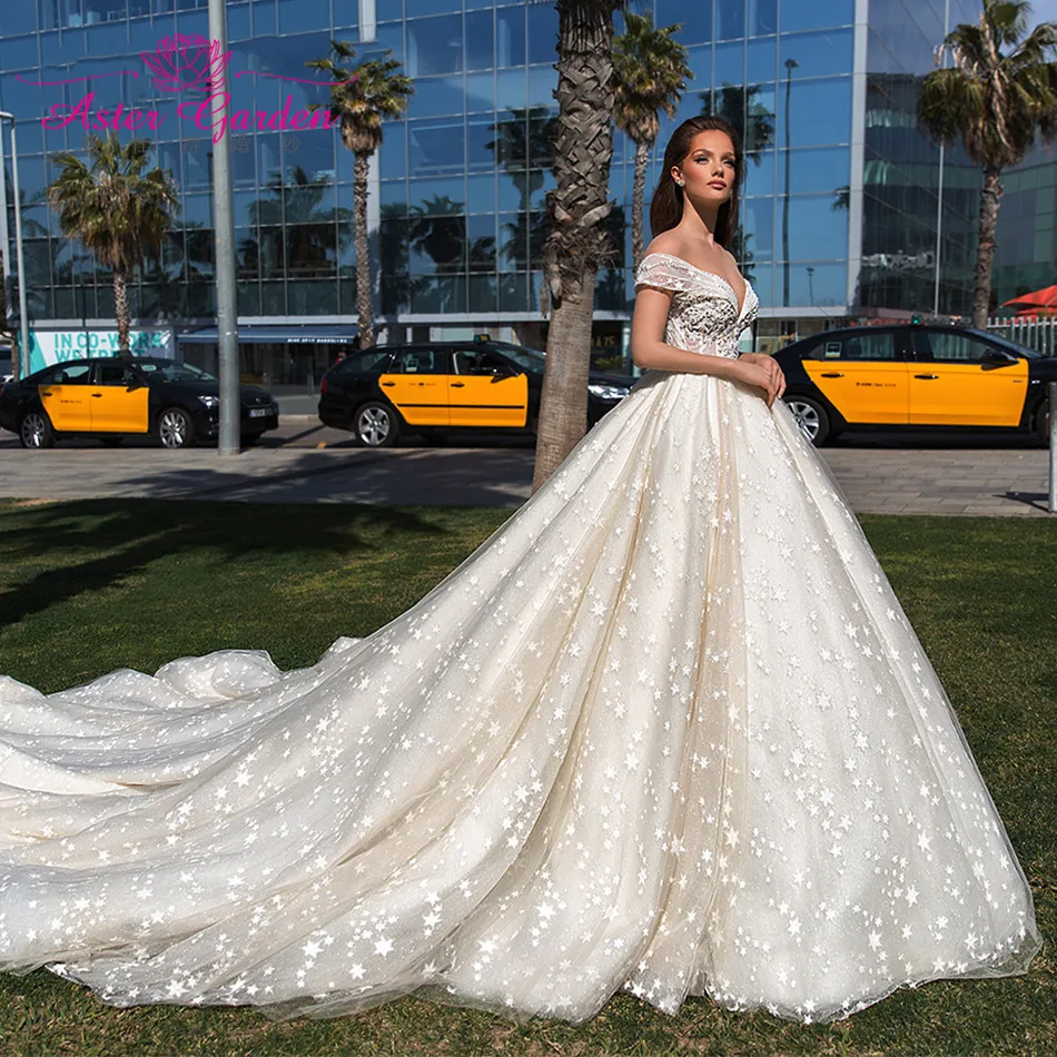 
 Женское кружевное бальное платье Aster garden, свадебное платье с открытой спиной, блестящее платье для невесты, 2021  