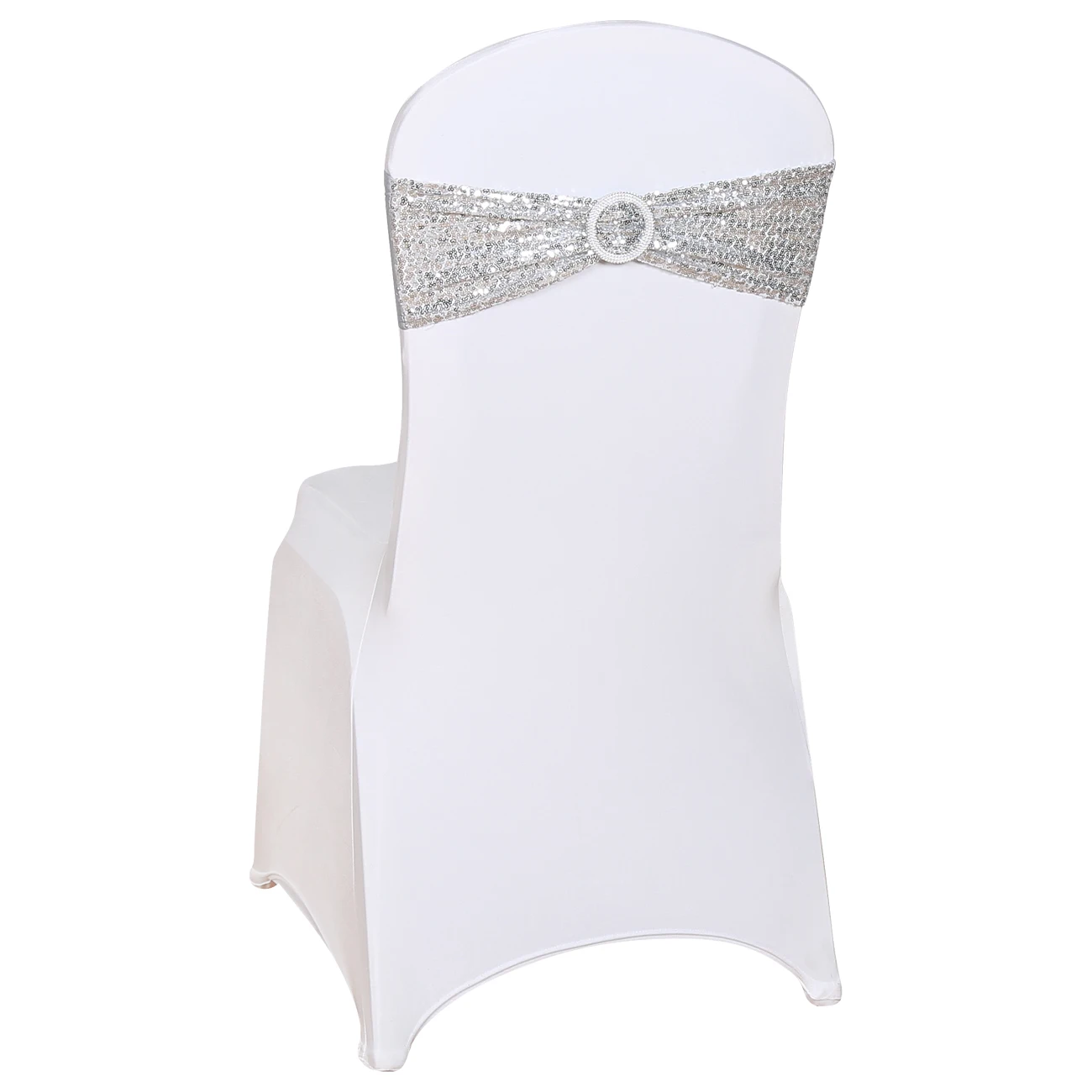 Серебряный стул с блестками для свадебных торжеств