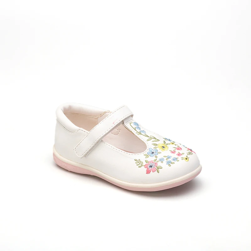 
 2021 Самые популярные Модные Туфли Мэри Джейн на плоской подошве для девочек Детские классические туфли с цветочной вышивкой  