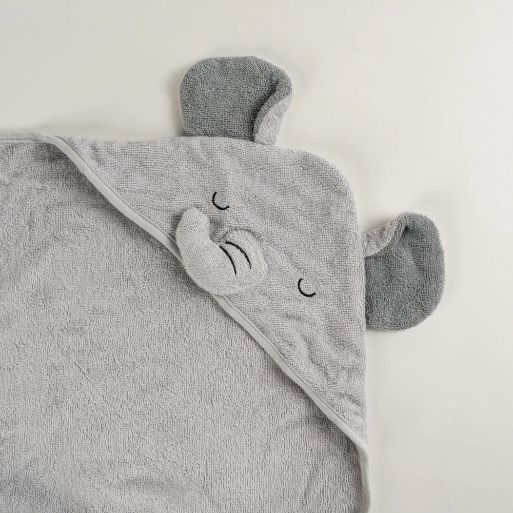 
 Подходящее для детей обоих полов довольно для детей с изображением слона из органического хлопка с мордами животных детское полотенце с капюшоном  