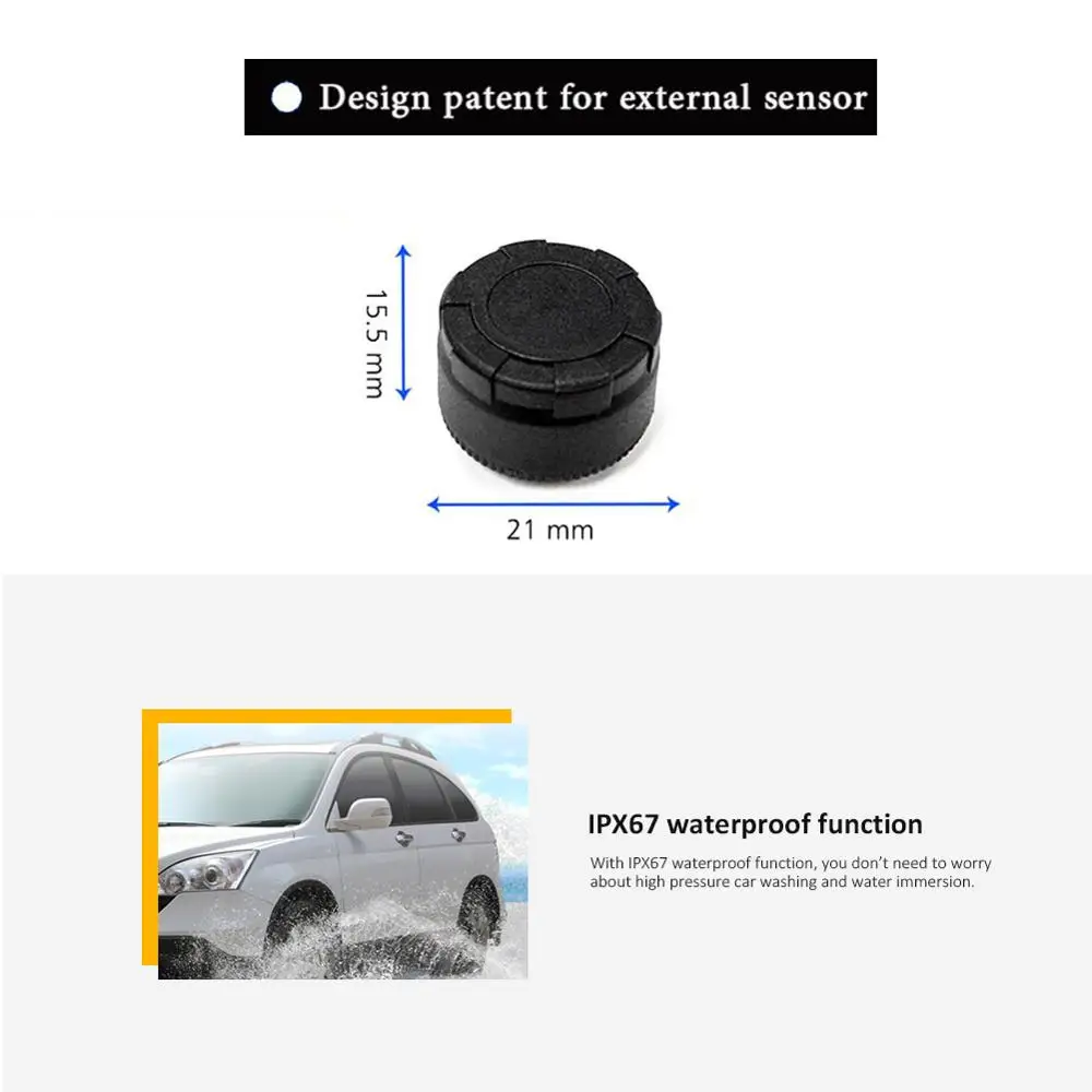 Беспроводная автомобильная система контроля давления в шинах TPMS с ЖК-дисплеем, psi, 4 внешних датчика для автомобилей на солнечной энергии