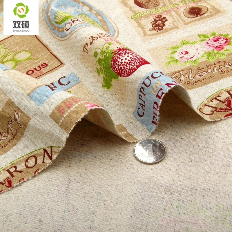 
Винтажная хлопчатобумажная ткань в британском стиле с цветами и фруктами, украшение для дома «сделай сам» 
