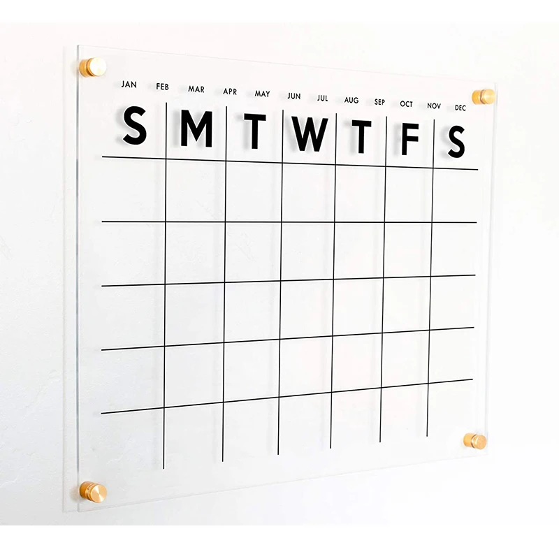 Прозрачный акриловый настенный календарь-календарь белая доска сухое стирание для стен-ежемесячный вечный календарь-Еженедельный