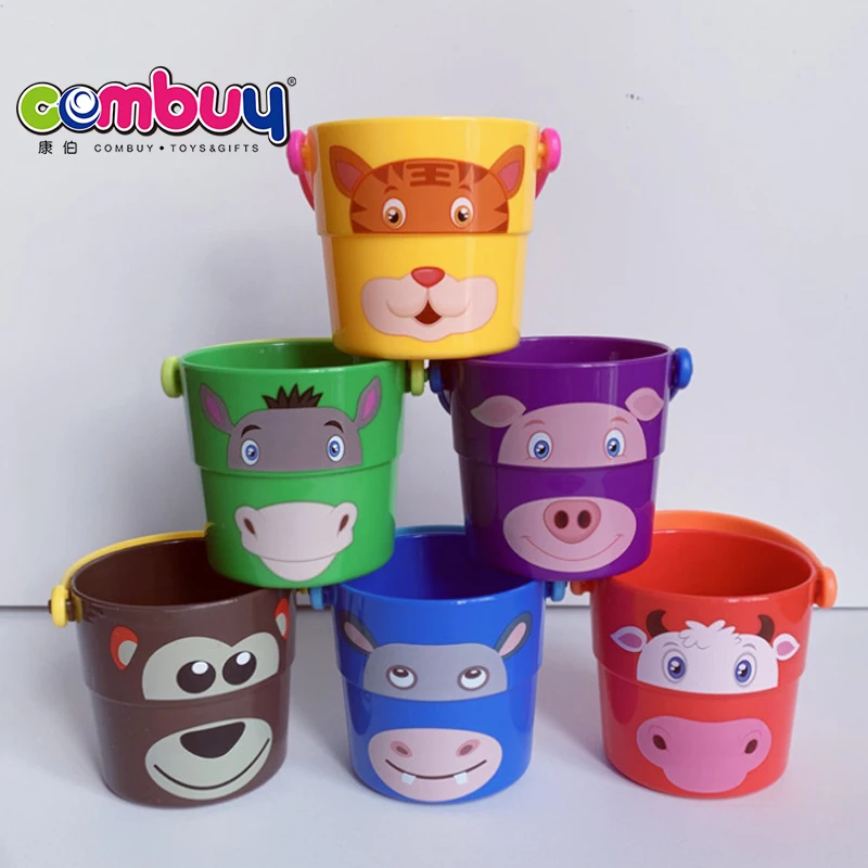
 Cartoon animals stacking baby shower bucket bath toys  