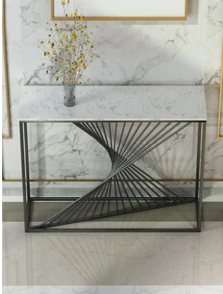 
 2021 Роскошный Мраморный верхний угловой консольный стол для прихожей декоративный консольный стол для гостиной  