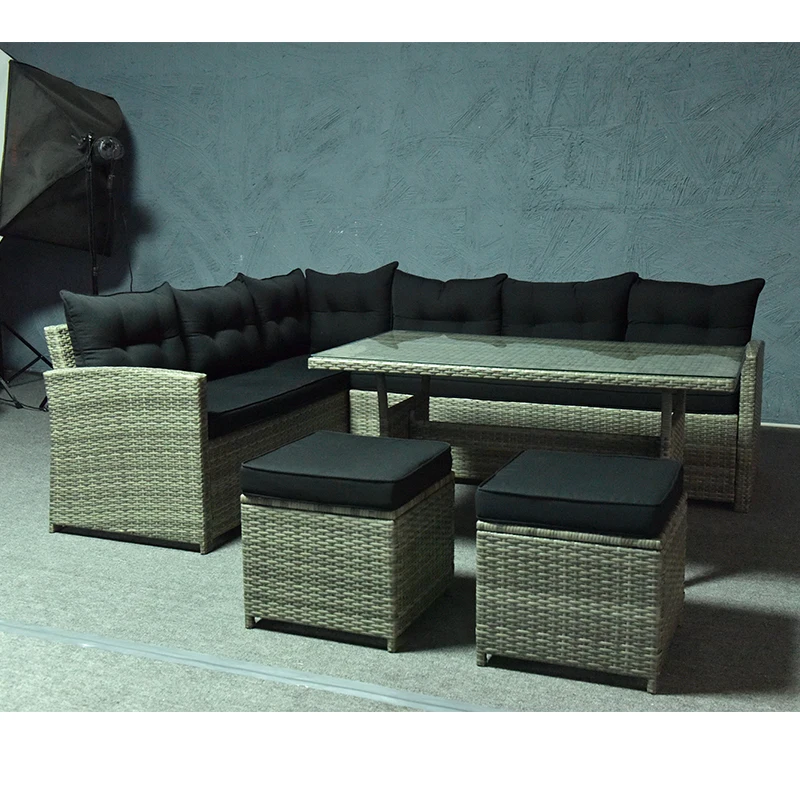 
2020 новый дизайн, настраиваемый роскошный садовый диван, мебель для отдыха со стеклом 