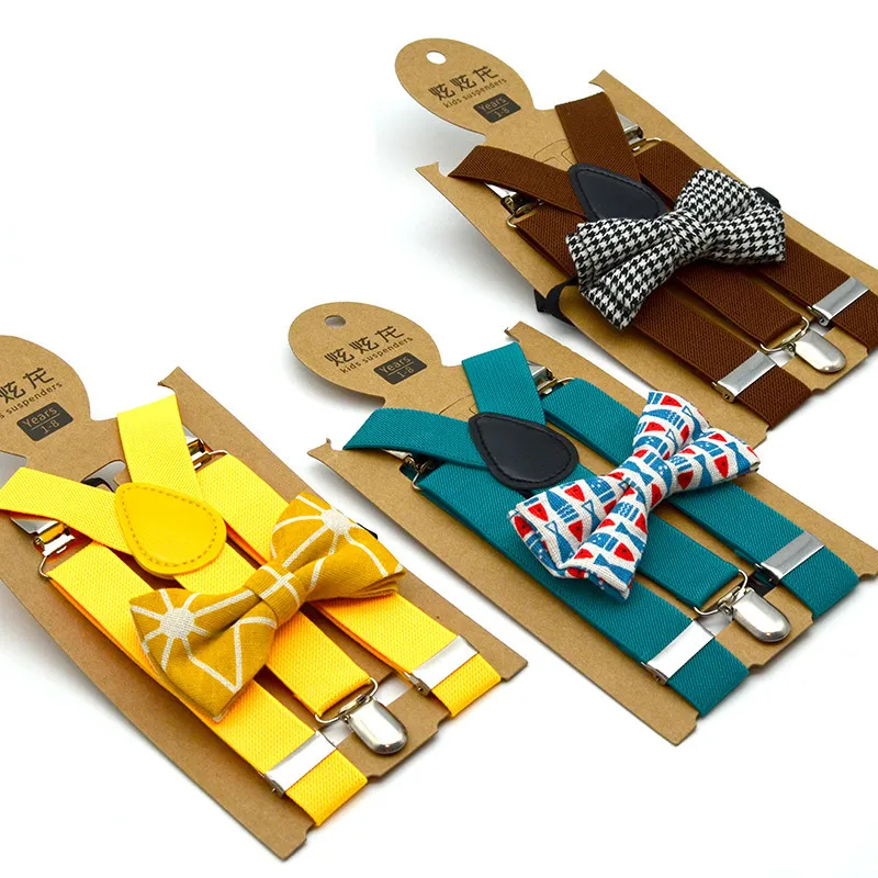 
 Подтяжки для маленьких мальчиков, детские Новые эластичные регулируемые подтяжки с галстуком-бабочкой, Детские однотонные подтяжки для свадьбы  