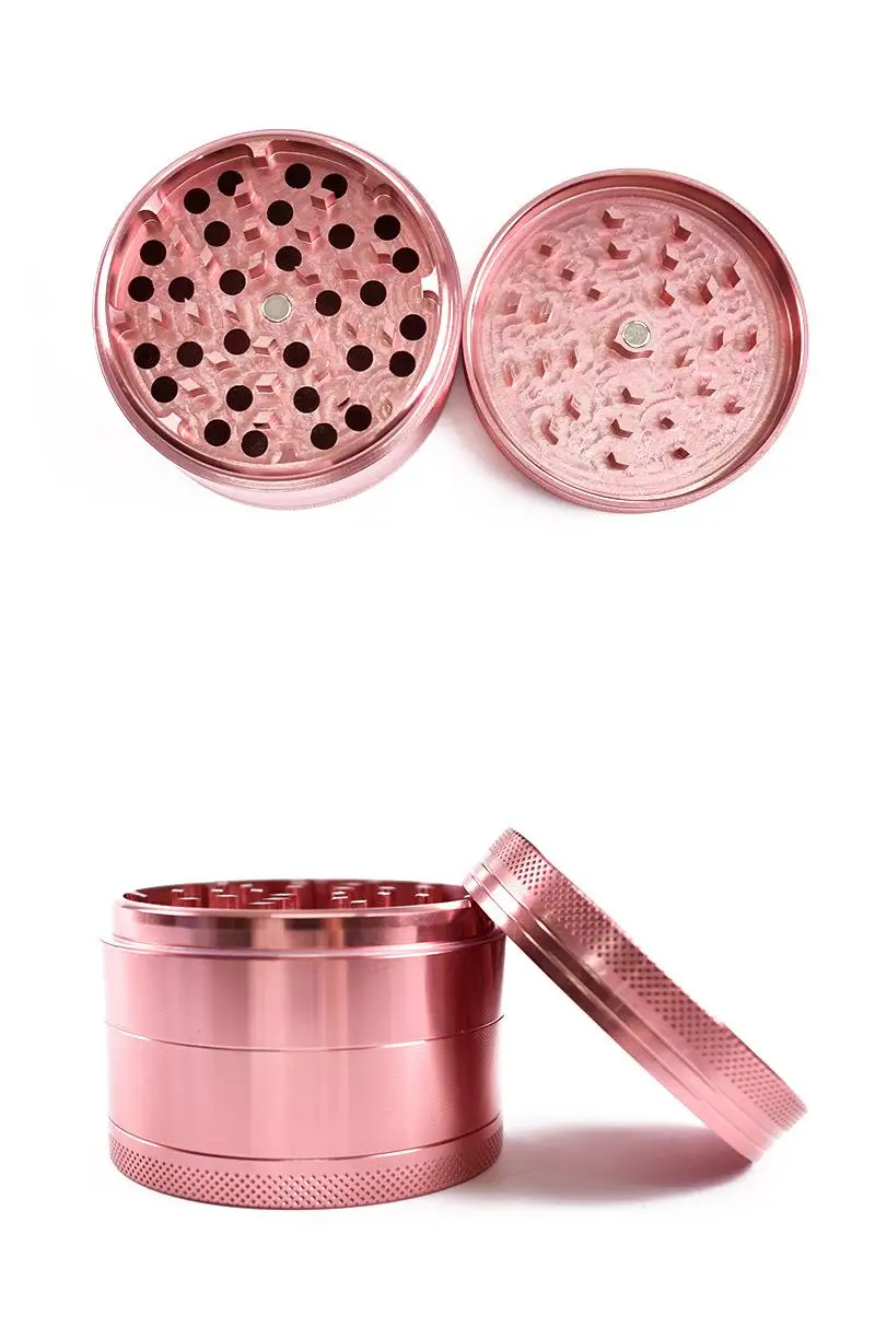Pink Color Rose Gold Girl Love 4levels Alunium Herb Grinder Weed Tobacco Smoke Portable for Hookah Shisha Glass Water Pipe