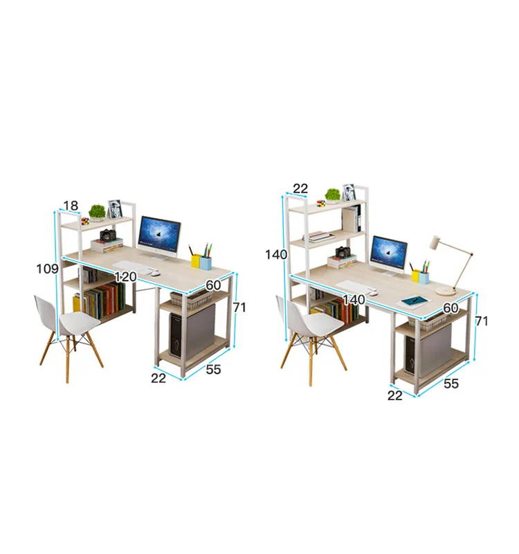 
Настольный компьютерный стол со встроенной подставкой и книжной полкой для студентов 