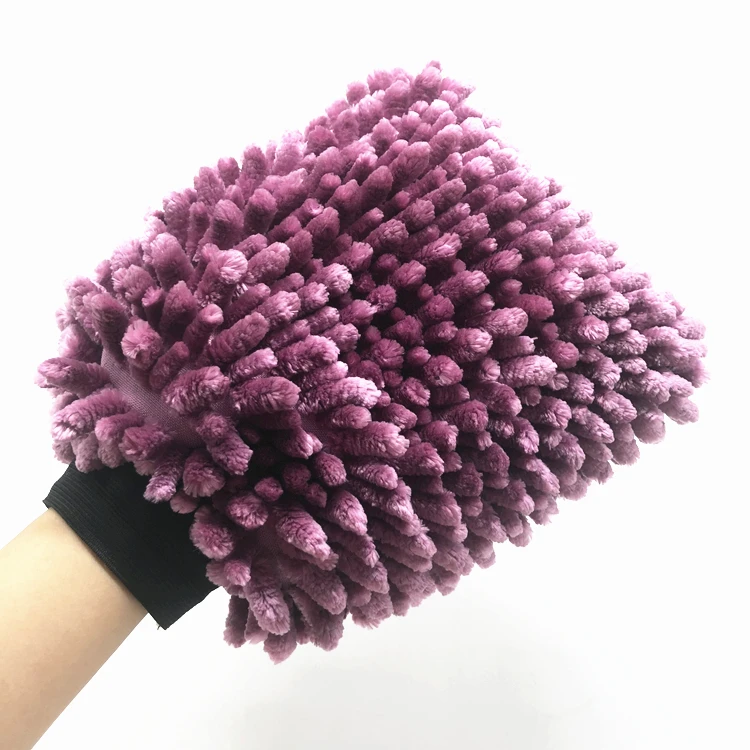 Новый цвет фиолетовый синели перчатка мытья автомобиля стиральная микрофибры перчатки автомобиля набор для ухода за зубами