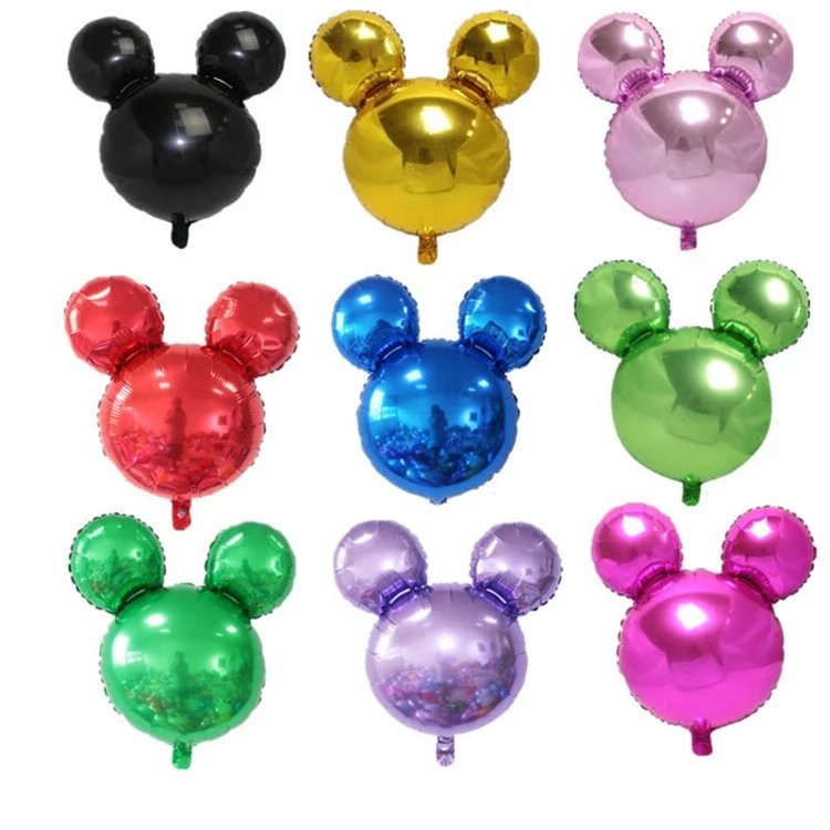 Pretty Monochrome Cartoon Mouse Head Shape Aluminum Foil Balloons For Decoration