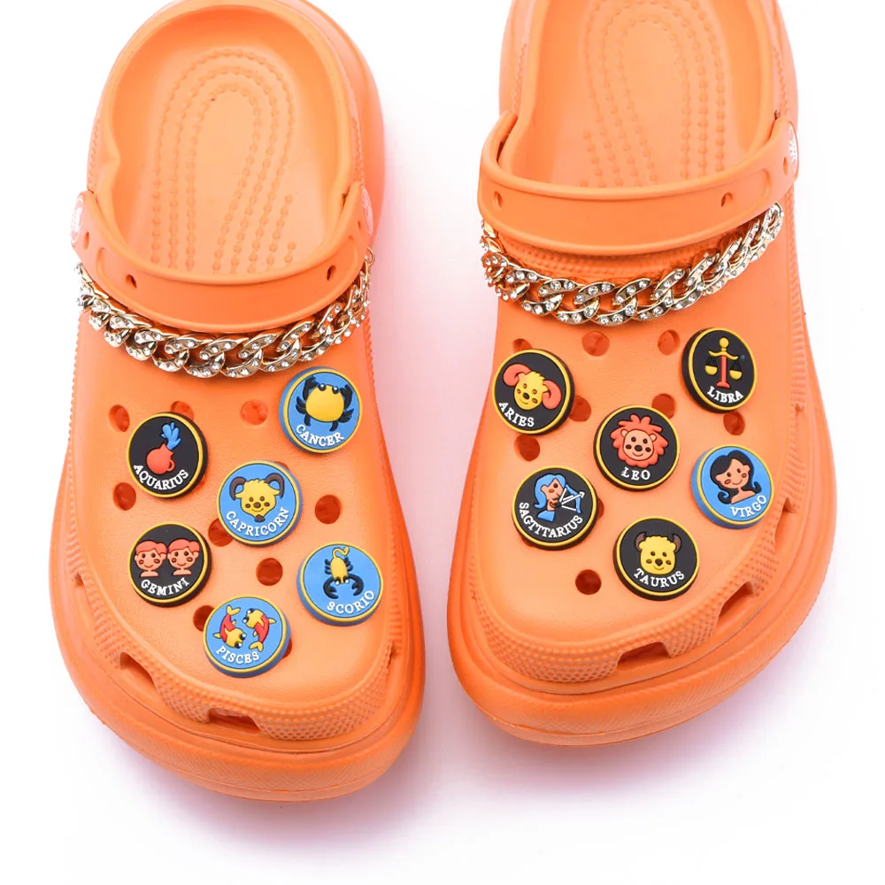 Designs available PVC Zodiac Sign shoes decoration charms clog pvc charm for bracelets kids