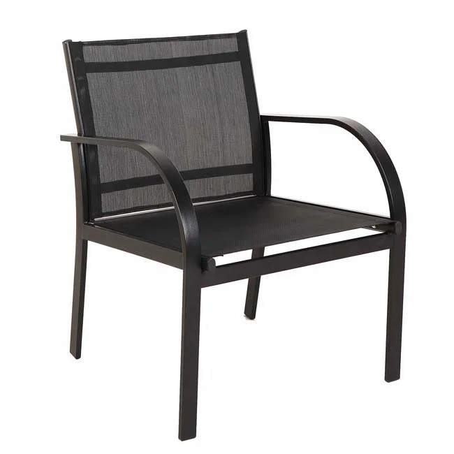 
Простой дизайн, 4 шт., стальной стул-слинг, стальной стеклянный стол, набор садовой мебели 