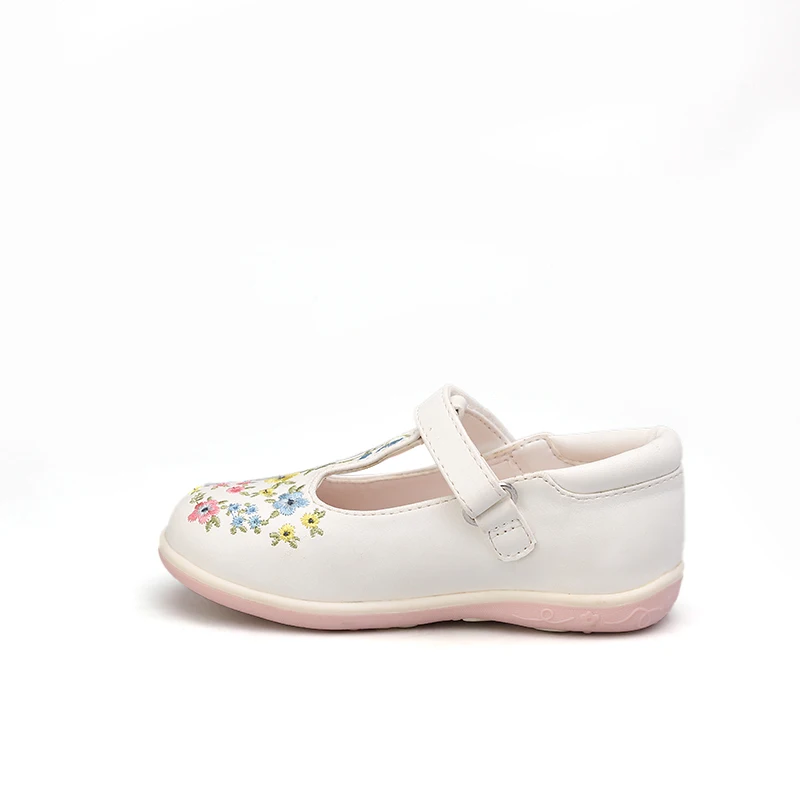 
 2021 Самые популярные Модные Туфли Мэри Джейн на плоской подошве для девочек Детские классические туфли с цветочной вышивкой  