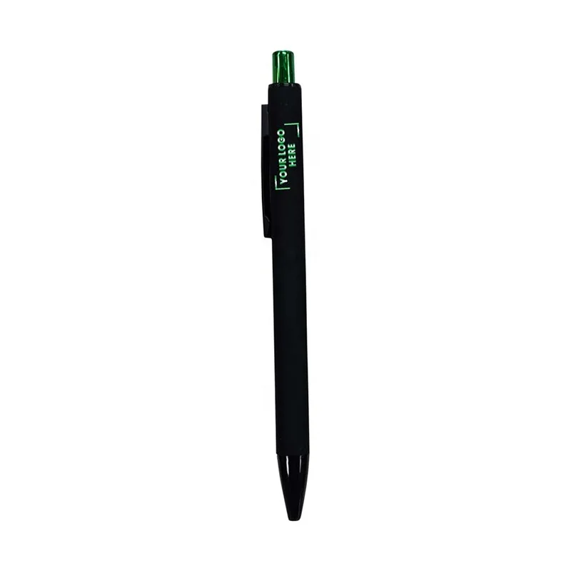 
 Fashion business ball pen with a matt black barrel a shiny coloured plunge pens  