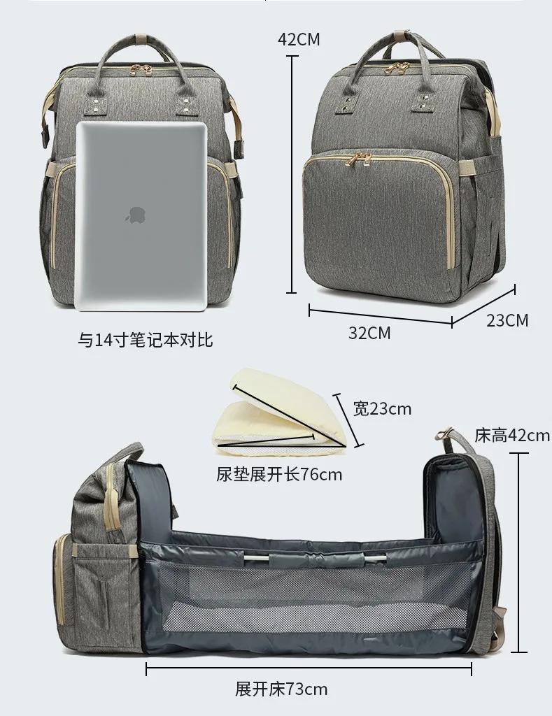 5 в 1, водонепроницаемый рюкзак для детских подгузников, с USB-портом
