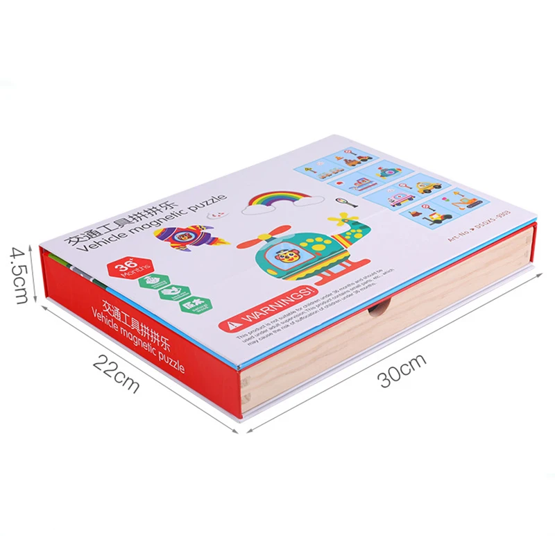 Деревянные пазлы, креативная Магнитная книга «сделай сам», Веселая детская головоломка, магнитные наклейки, 3D Дошкольное образование, обучающие игрушки