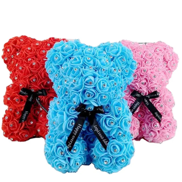Wholesale Mothers Day Valentine Day Wedding Best Wishes Luxury Gift Musical Rose Bear Eternal Roses In Pvc Acrylic Jewelry Box