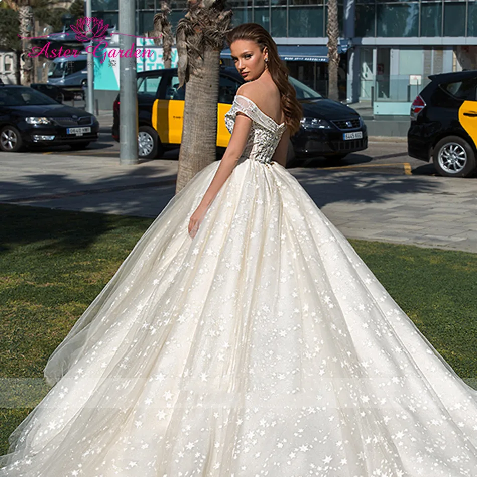 
 Женское кружевное бальное платье Aster garden, свадебное платье с открытой спиной, блестящее платье для невесты, 2021  