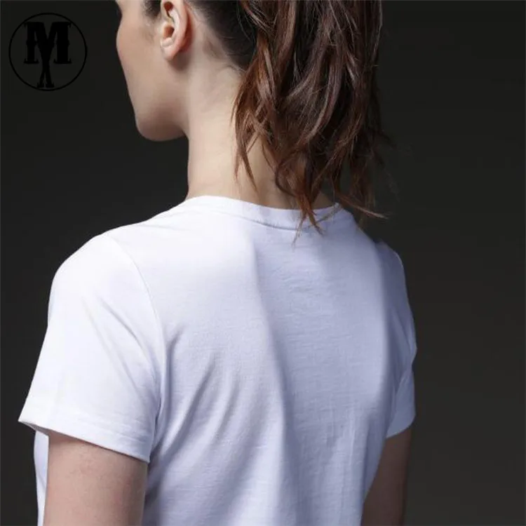 
150 г/м2, женская футболка из хлопчатобумажной смеси с V-образным вырезом и коротким рукавом 