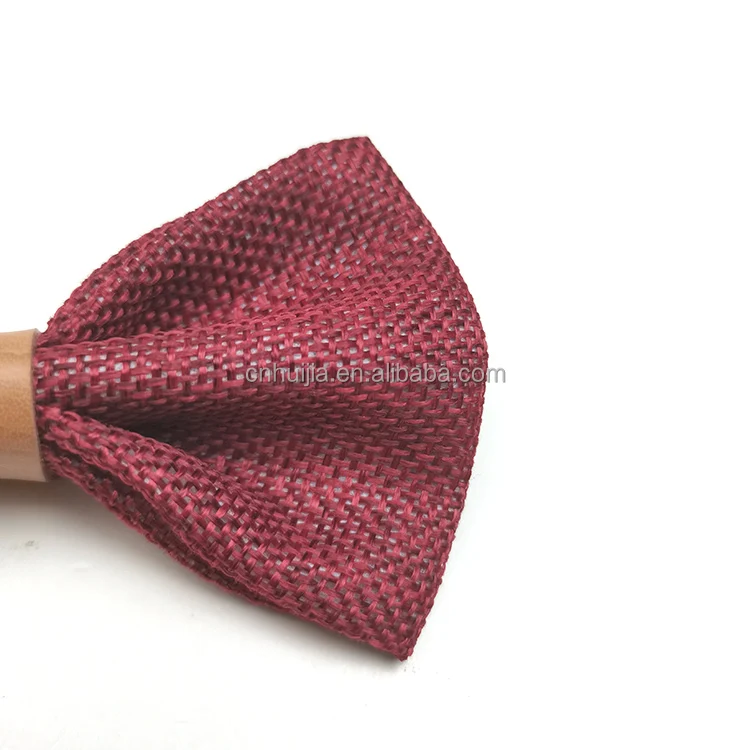 beautiful design china supplier Wholesale Solid Color red Linen adjustable bow tie for Wedding party groomsman