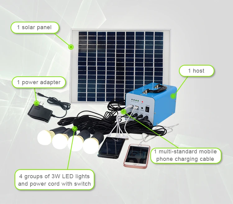 home mobile charging 10W solar led light kits solar panel system mini solar system for Africa