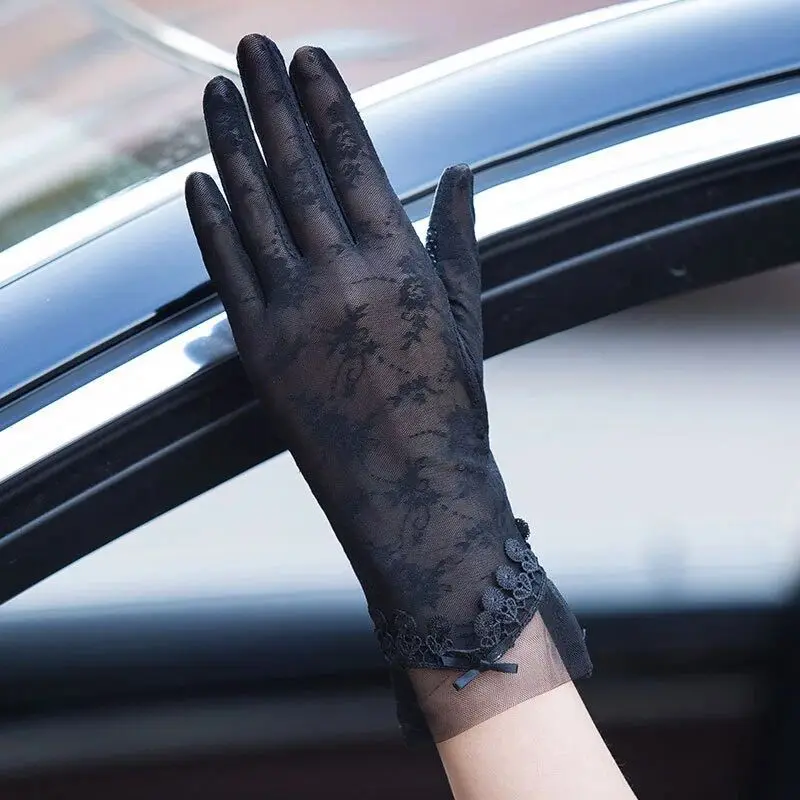 Модные женские кружевные солнцезащитные летние Нескользящие перчатки роскошные женские кружевные милые перчатки для девочек для улицы вождения велоспорта сенсорных экранов