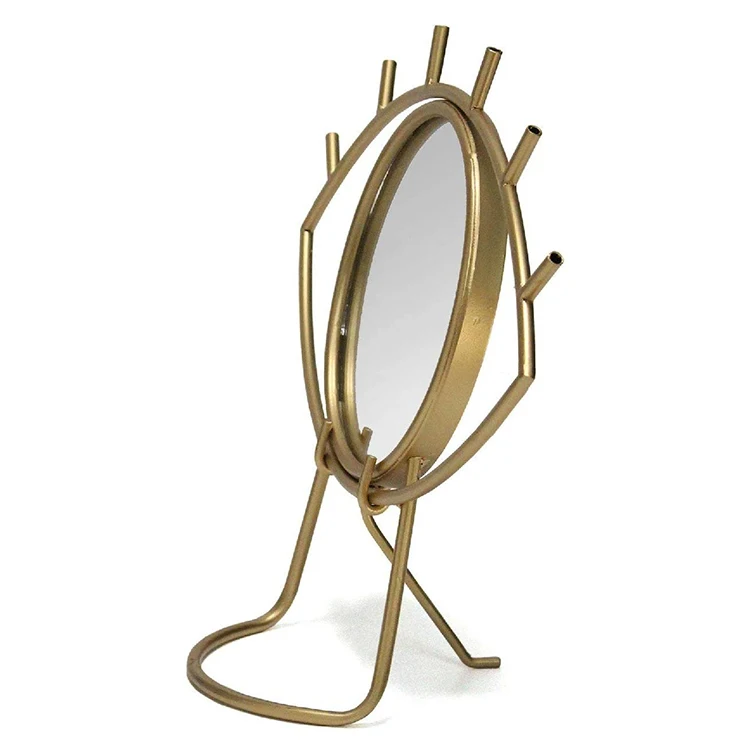 Заводское Золотое металлическое настольное зеркало для макияжа в форме глаза