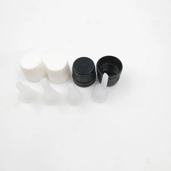 
 Пластиковая Европейская крышка-капельница 18 мм, черная/белая, с защитой от детей и взлома, крышки для бутылок с эфирным маслом и редуктором с отверстием  