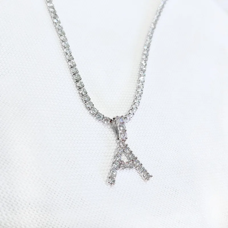 
 Изготовленное на заказ серебряное теннисное персонализированное имя чокер подвеска с буквой инициала ожерелье для женщин дизайн в wuhzou foxi ювелирные изделия  