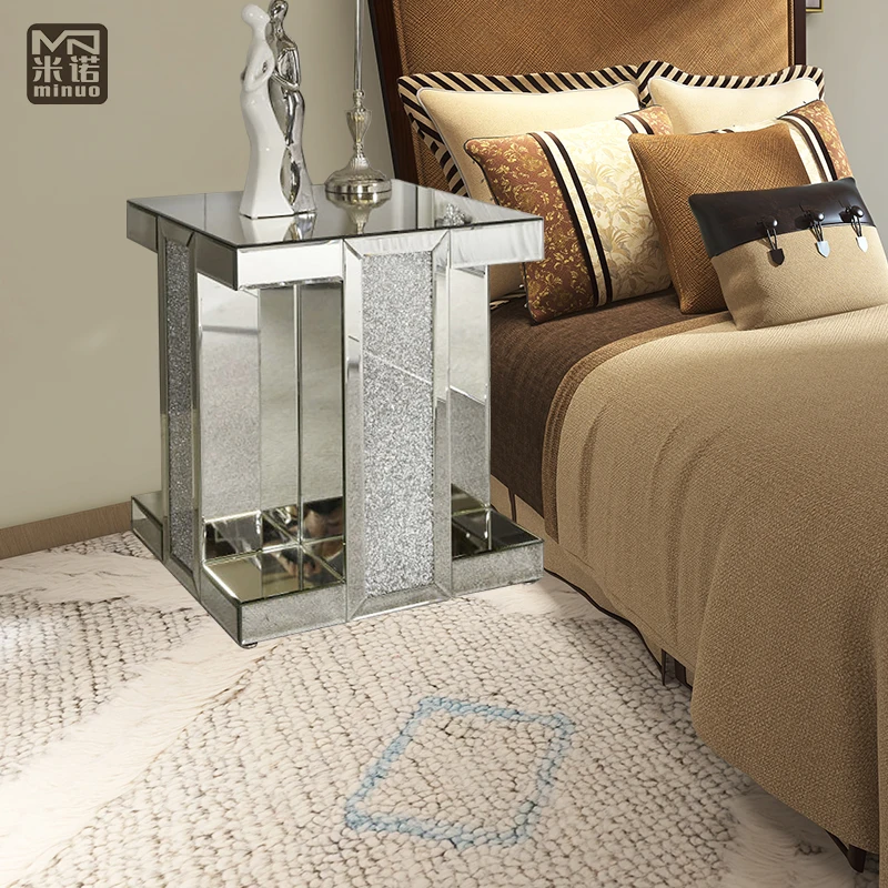 
 Заводская цена, современный зеркальный прикроватный столик с кристаллами и бриллиантами  