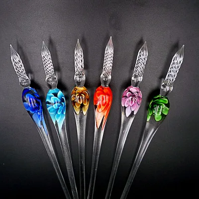 flower glass dip pen