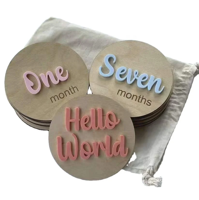 Объявление о беременности, ежемесячная карта для новорожденных, подарки для будущей матери, деревянная веха с гравировкой «Здравствуйте мир»