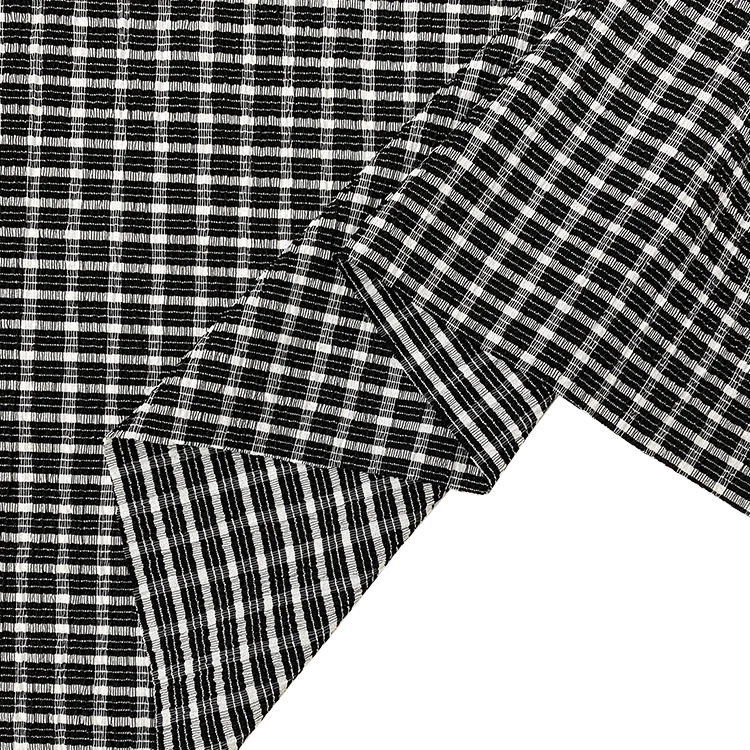 Урожай полиэстер спандекс тканая пряжа окрашенная трикотажная черно-белая классическая ткань для спортивной одежды