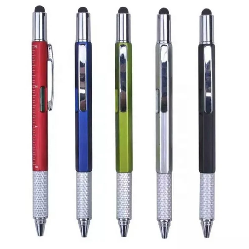 Новый инструмент 2020 шариковая ручка стилус ручка отвертка линейка спиртовой уровень многофункциональная металлическая шариковая ручка с пользовательским логотипом