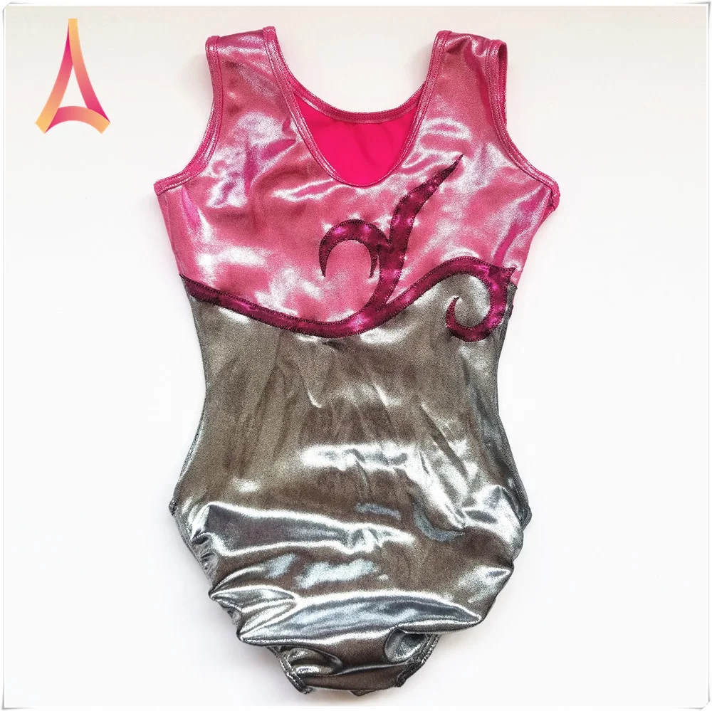 
 Оптовая продажа, стальная мистическая фольгированная ткань, дешевая одежда для гимнастики tumbling team из спандекса, женское трико  