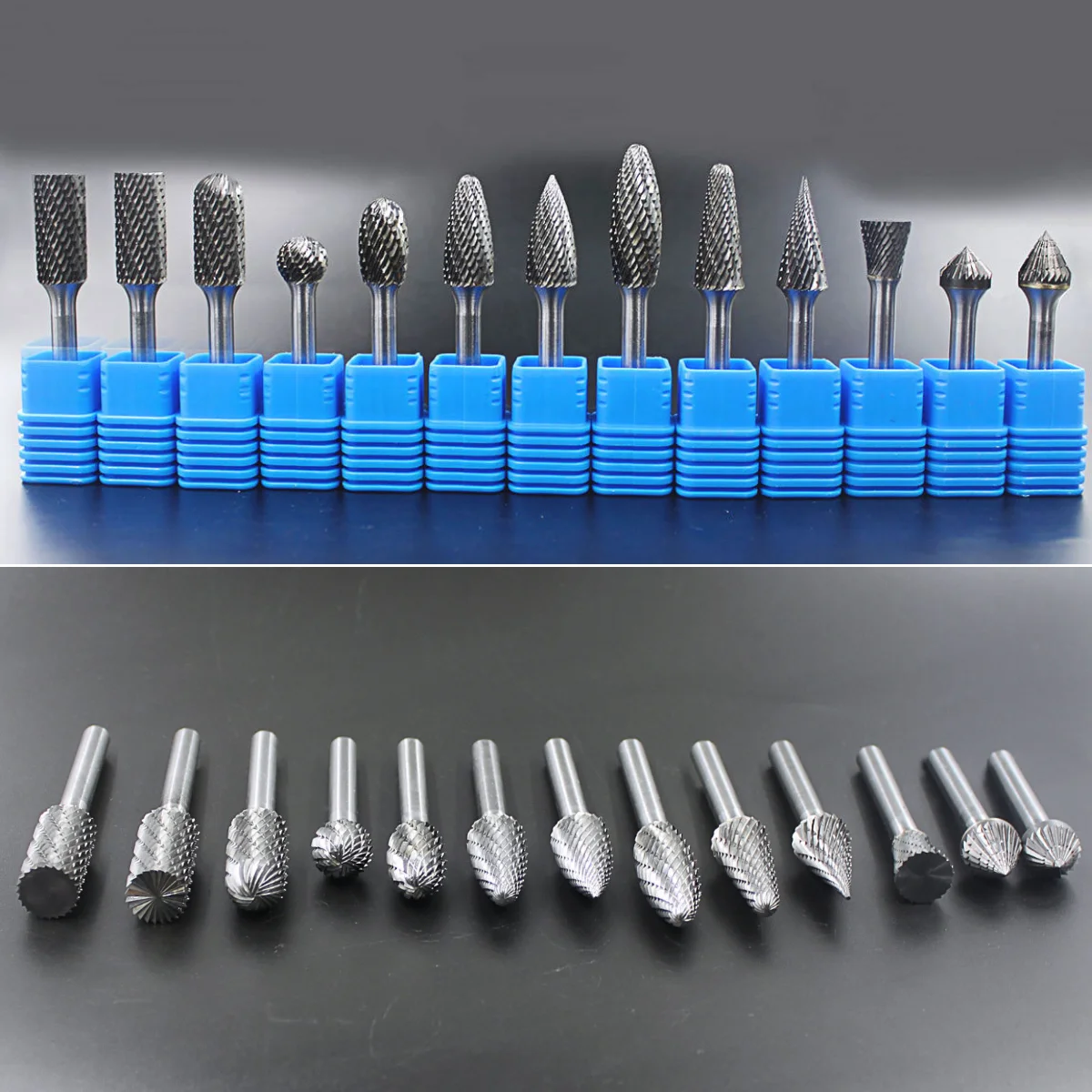 high quality factory 6mm 6.35mm Carbide Burr 1/4" ShankTungsten Double Cut Rotary Die Grinder Bits - Cutting Burrs For Fordom, Dewalt, Milwaukee And Die Grinder Accessories - Wood Carving Metal Working Sturdy Storage Case set