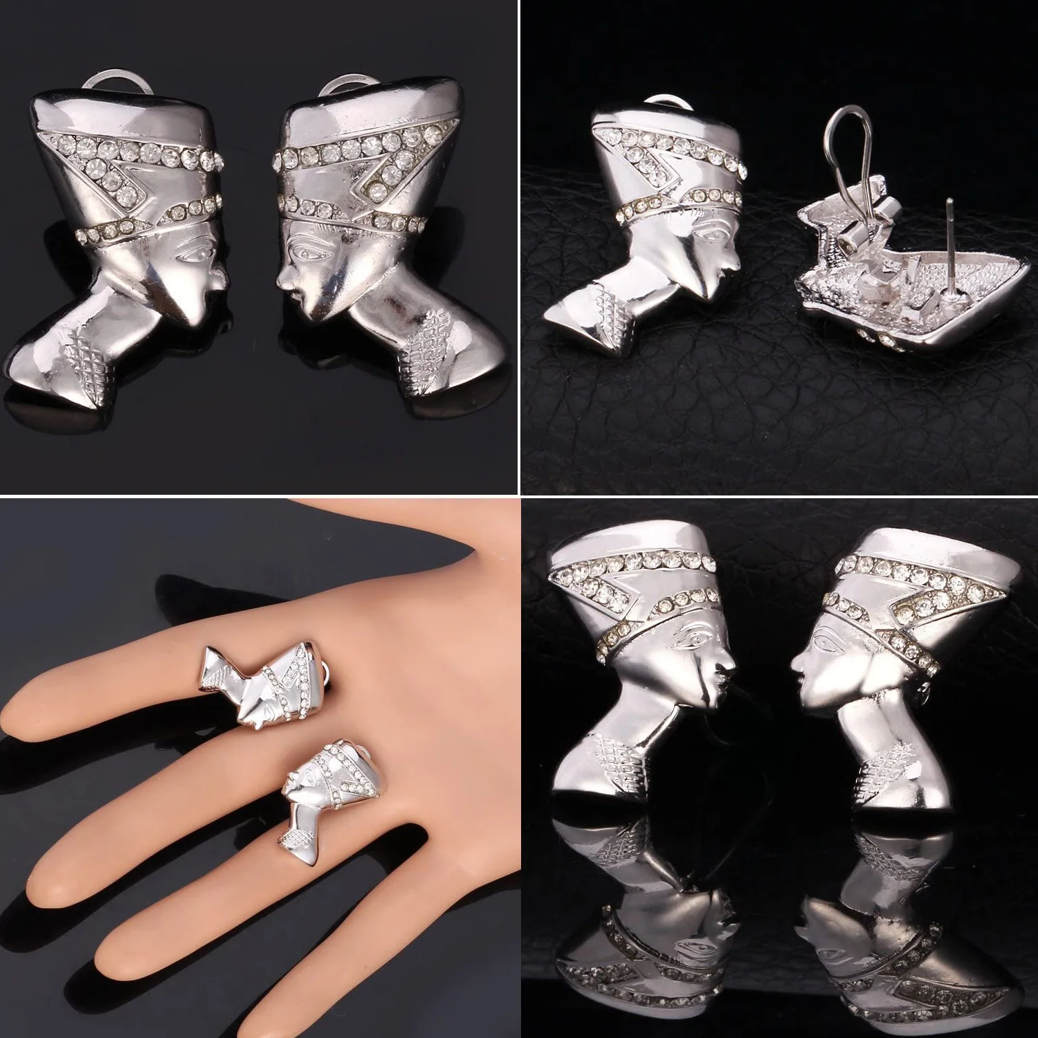 
 Оптовая продажа заказной серебряный женские ювелирный набор с покрытием из золота 18 карат, прекрасный костюм египетского фараона ожерелье серьги нержавеющие стальные ювелирные наборы  