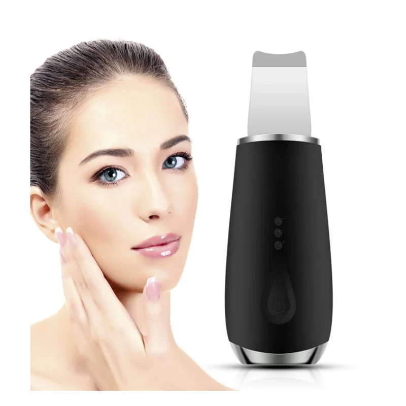 PSB 3 in1facial rechargeable beauty face ultrasonic peeling silicone ion skin scrubber spatula